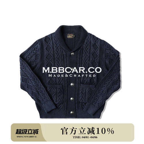 西部蓝染水洗精棉青果领毛衣