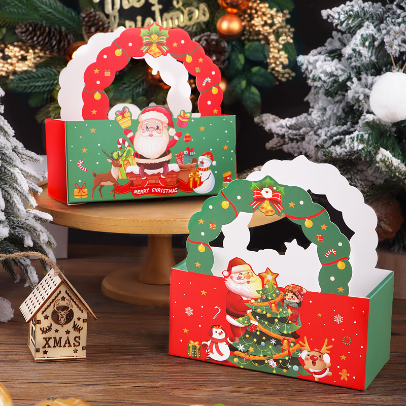 圣诞节包装盒雪花酥牛轧糖曲奇饼干糕点心零食袋苹果小礼物品盒子