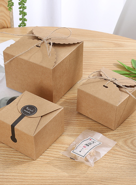 牛皮纸方形甜品纸盒纯手工牛轧糖雪花酥烘焙饼干包装盒现货可定制