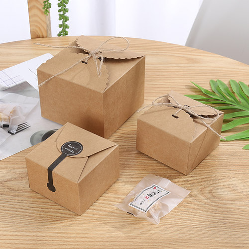 牛皮纸牛轧糖方形甜品纸盒可定制