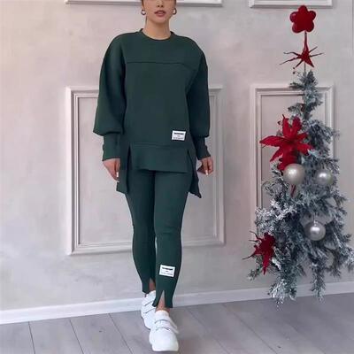 Two-Piece Set Asymmetric Long-Sleeve Sweatshirt Leggings套装
