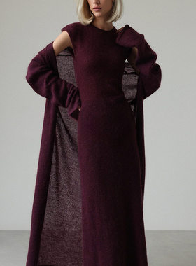 Knitted dress set欧美风新款时尚针织修身长袖开衫连衣裙俩件套