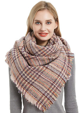 Women's Fashion Pricked Fine Plaid Square Scarf Soft Thick