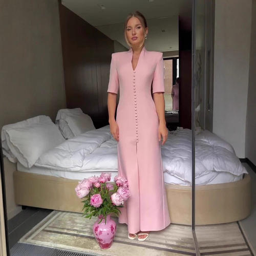 欧美夏季新款设计感短袖长裙连衣裙女 Women short sleeved dress