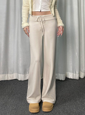 2025 Women's Basic Solid Color Waist-turned Lace-up Pants