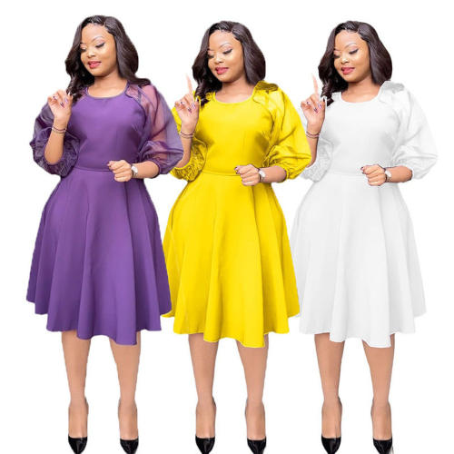 Large size women's African big pose sexy dress拼接大码非洲裙