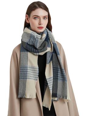 New Fashion Soft Thick Blue Plaid Scarf Female Student Style