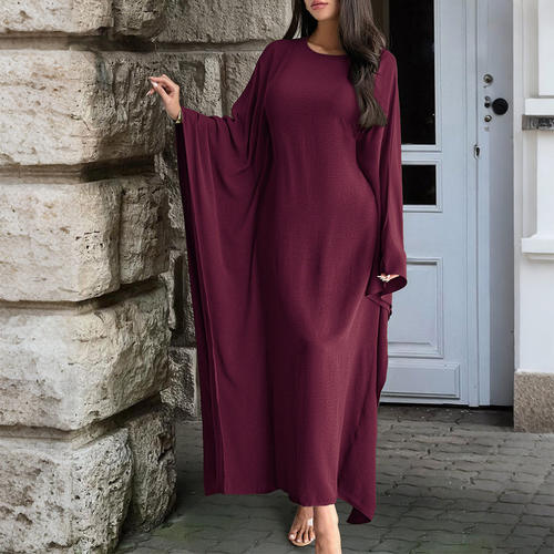 欧美气质纯色长袖礼服裙连衣裙2025秋冬Long sleeved party dress