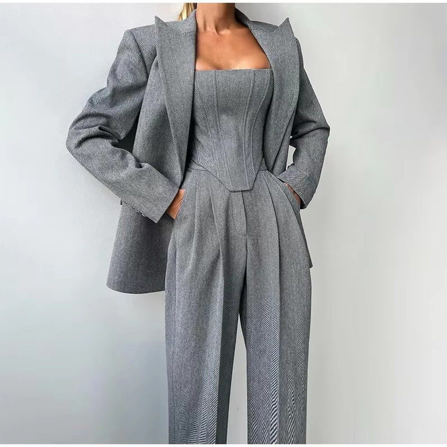 西装外套抹胸连衣裤套装西装外套时尚套装