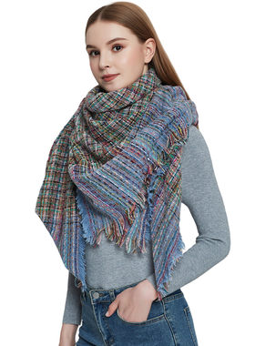 New Fashion INS Shawl Loop Yarn Bristle Plaid Square Scarf