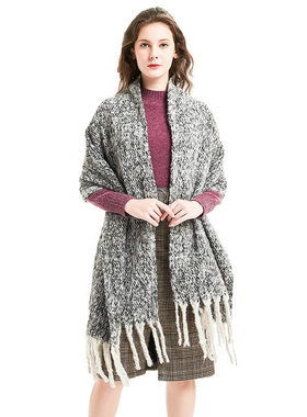 Fashion Circle Thick Tassel With Flower Color Matching Scarf