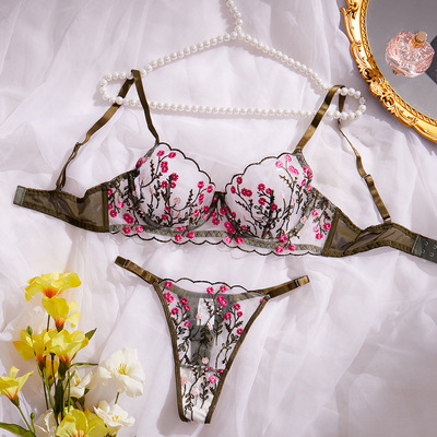 Sexy bra embroidered floral women's underwear碎花舒适内衣