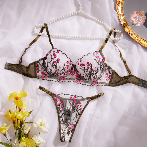 Sexy bra embroidered floral women's underwear碎花舒适内衣