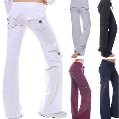 Fit Sport Pants Button Stretch Trousers Slim-Fit Sport Pants