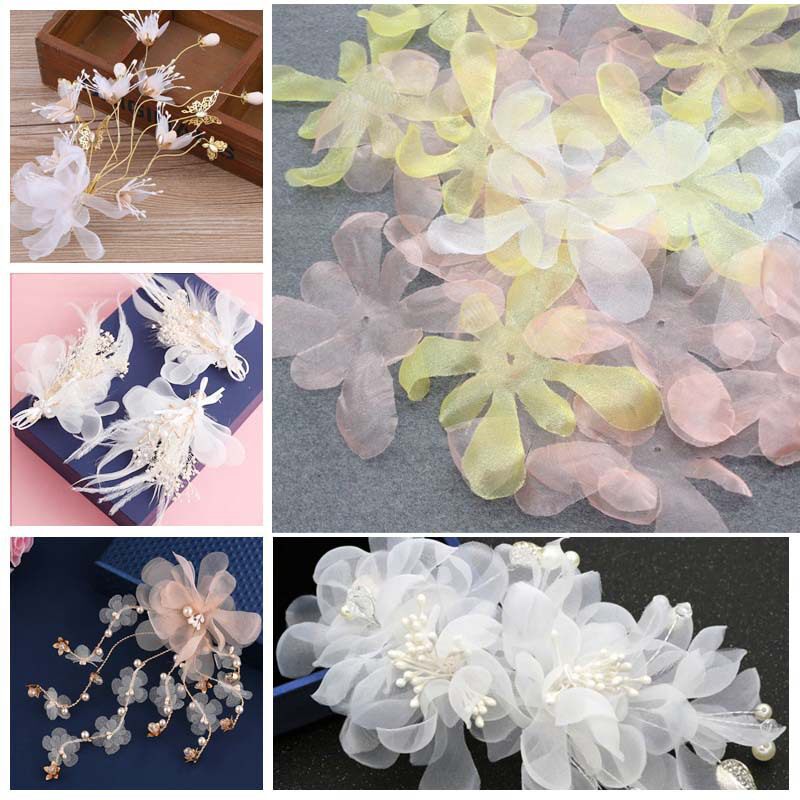 diy造型超仙花朵材料蛋糕装饰材料立体纱花片婚纱礼服辅料