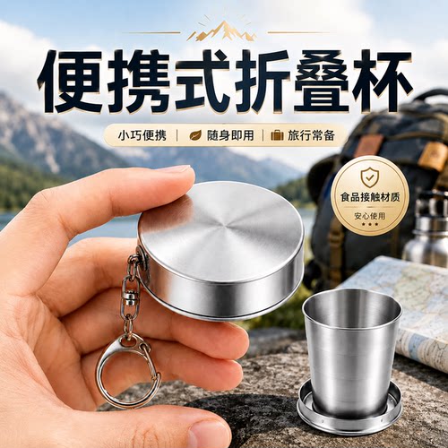 德国316不锈钢折叠便携漱口杯