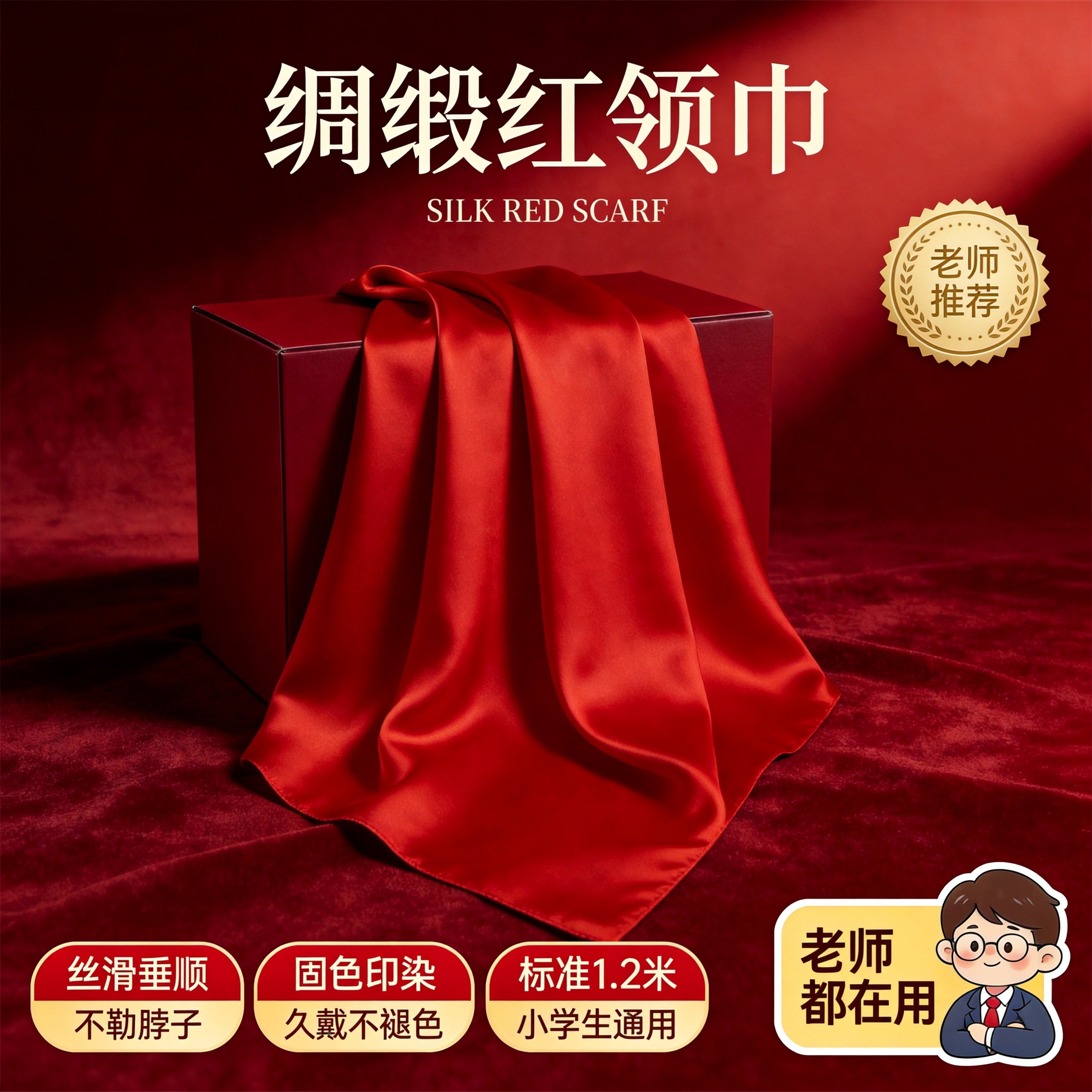 【真丝手感】绸缎质感红领巾通用图片