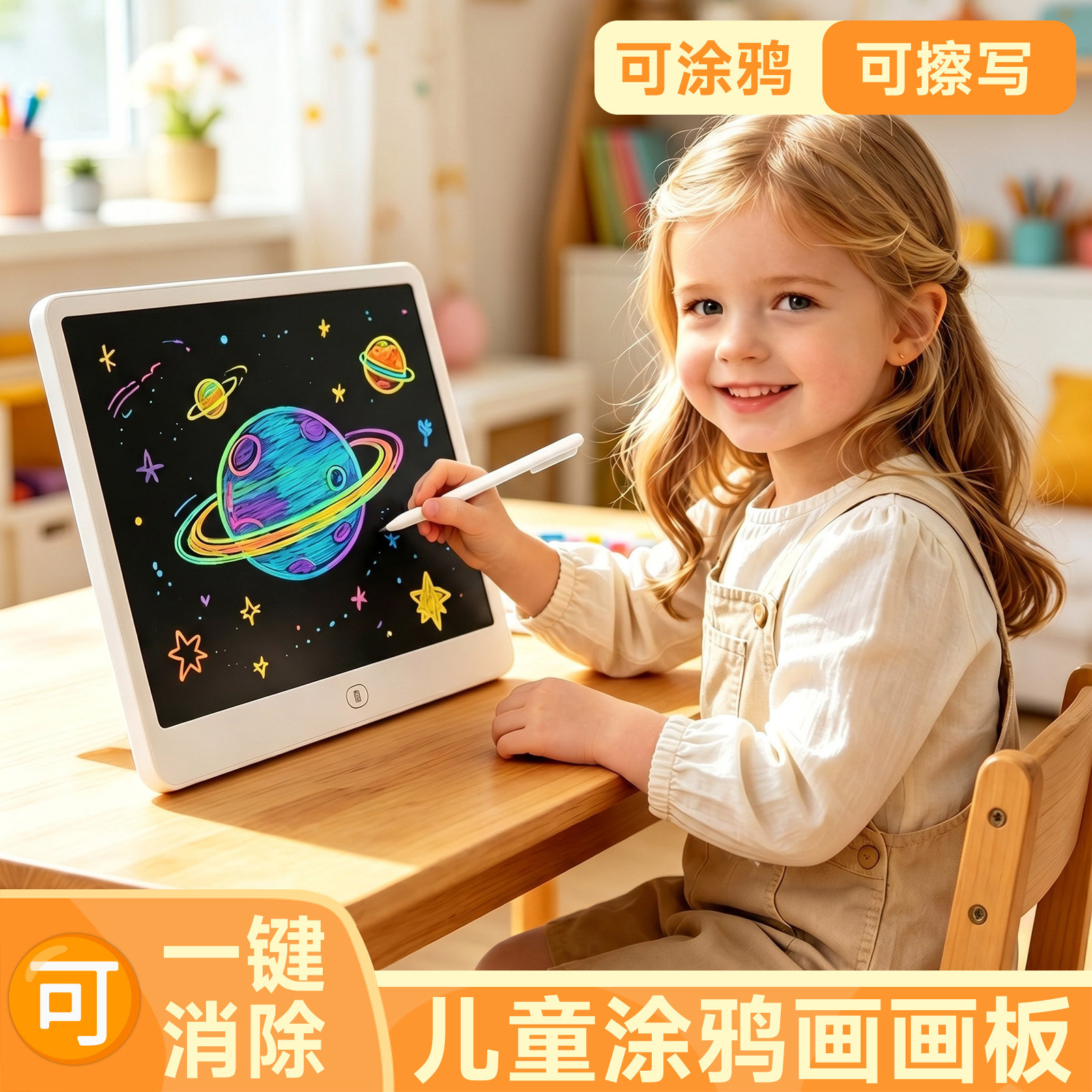 儿童涂鸦画画板可擦写画画平板16寸护眼无蓝光液晶写字画板手写板儿