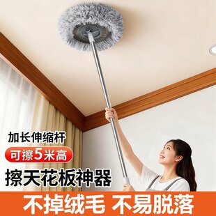 天花板清洁神器太阳花拖把伸缩杆向日葵擦棚顶家用灰尘擦墙家用