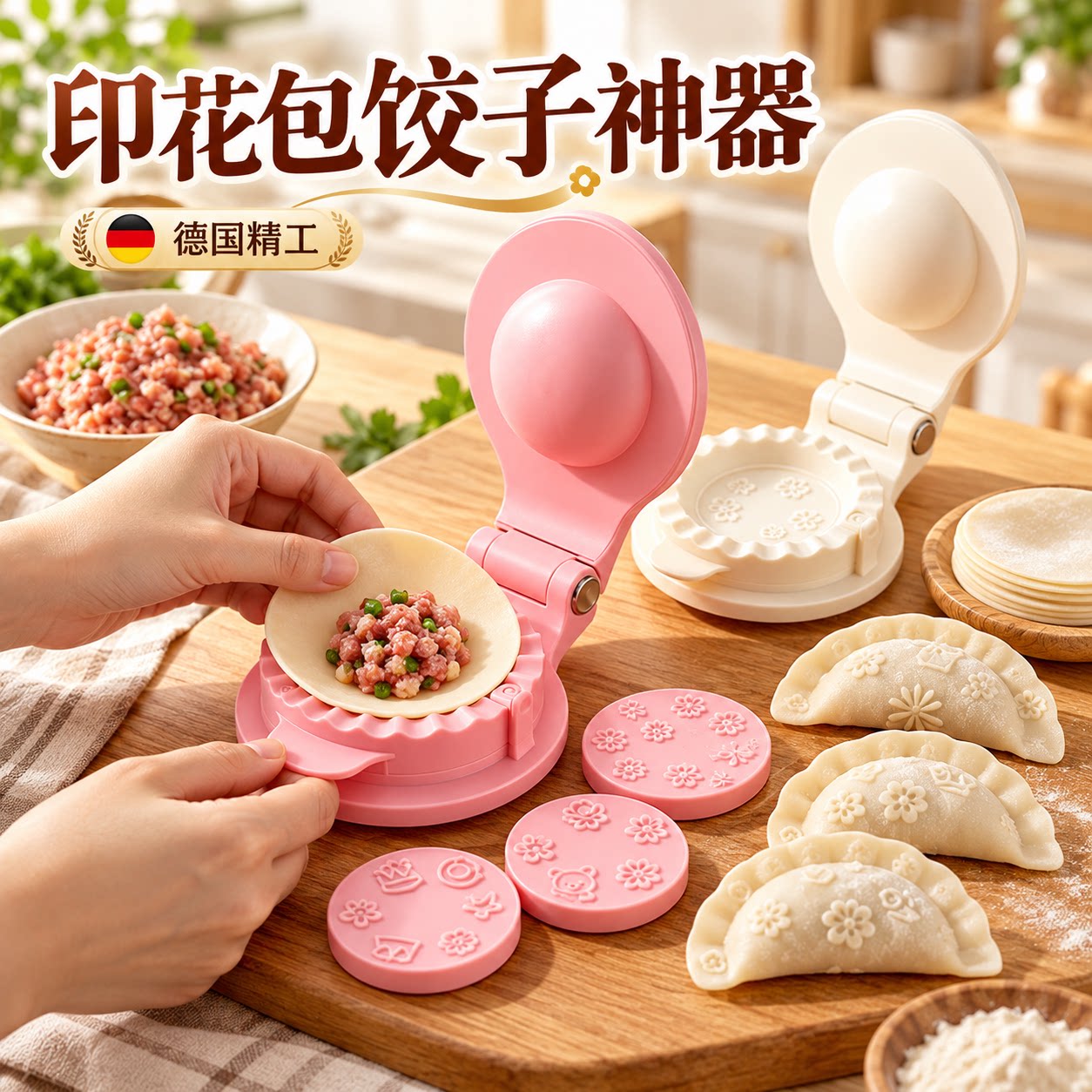 包饺子神器印花款2026家用全自动压饺子皮机器模具手动包饺子工具
