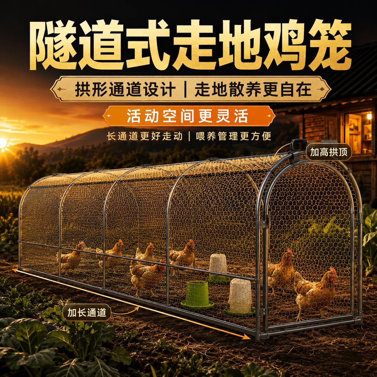 隧道式走地铁丝网防黄鼠狼鸡笼图片
