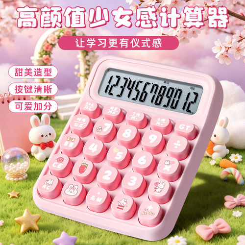 卡通计算器语音款婴儿儿童计算机早教启蒙玩具多巴胺可爱宝宝用学生专用小学家用计算机器带声音高颜值女神款