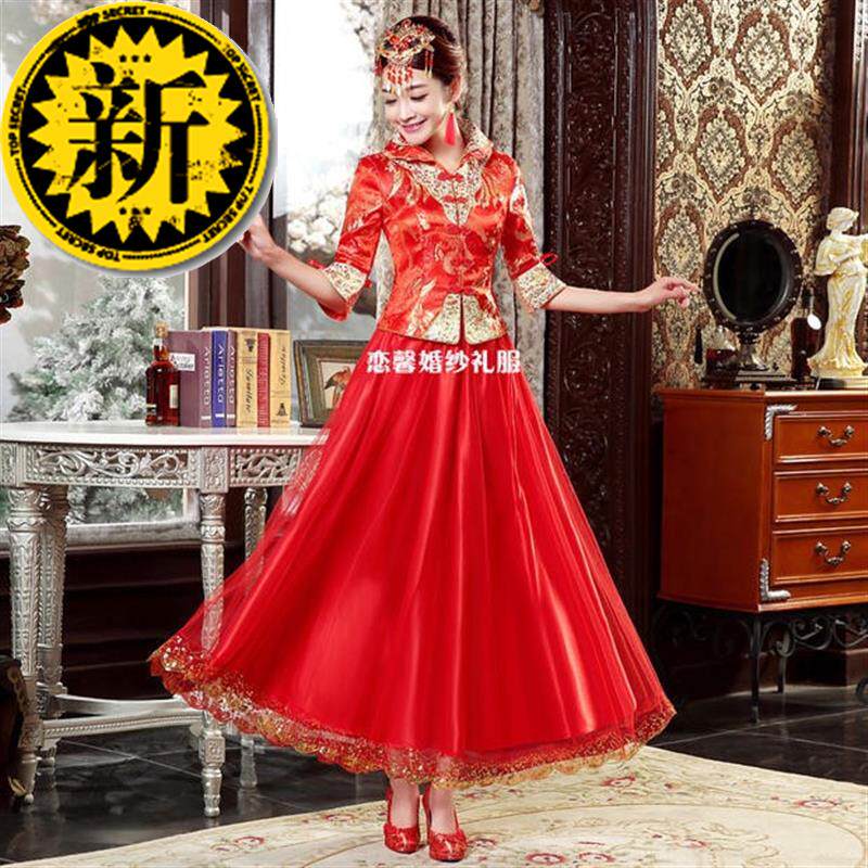 Wo Xiu Bridal wear winter Tang costume Chinese style Wedding dress marry full dress Dragon and gown ancient costume Toast Qipao 5in the Women's clothing/Boutique , Wedding/Cheongsam/Formal dress , Cheongsam  category - from Buy2taobao.com to provide professional Taobao agent buy service