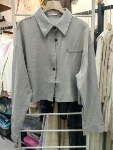 BEFORE SUNSET日落短款麻料衬衣女2024春季百搭长袖衬衫上衣9010