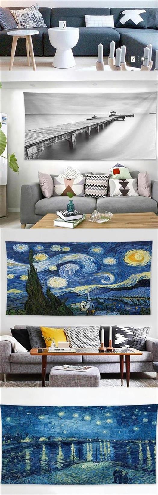 Lớn 3 mét Mỹ Van Gogh sao phòng tấm thảm lớn sống hình ảnh vải treo vải nền tường vải nằm - Tapestry thảm trang trí sofa
