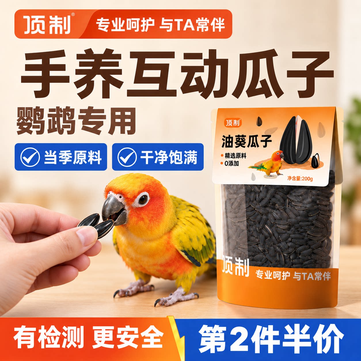顶制鹦鹉油葵瓜子手养互动零食图片