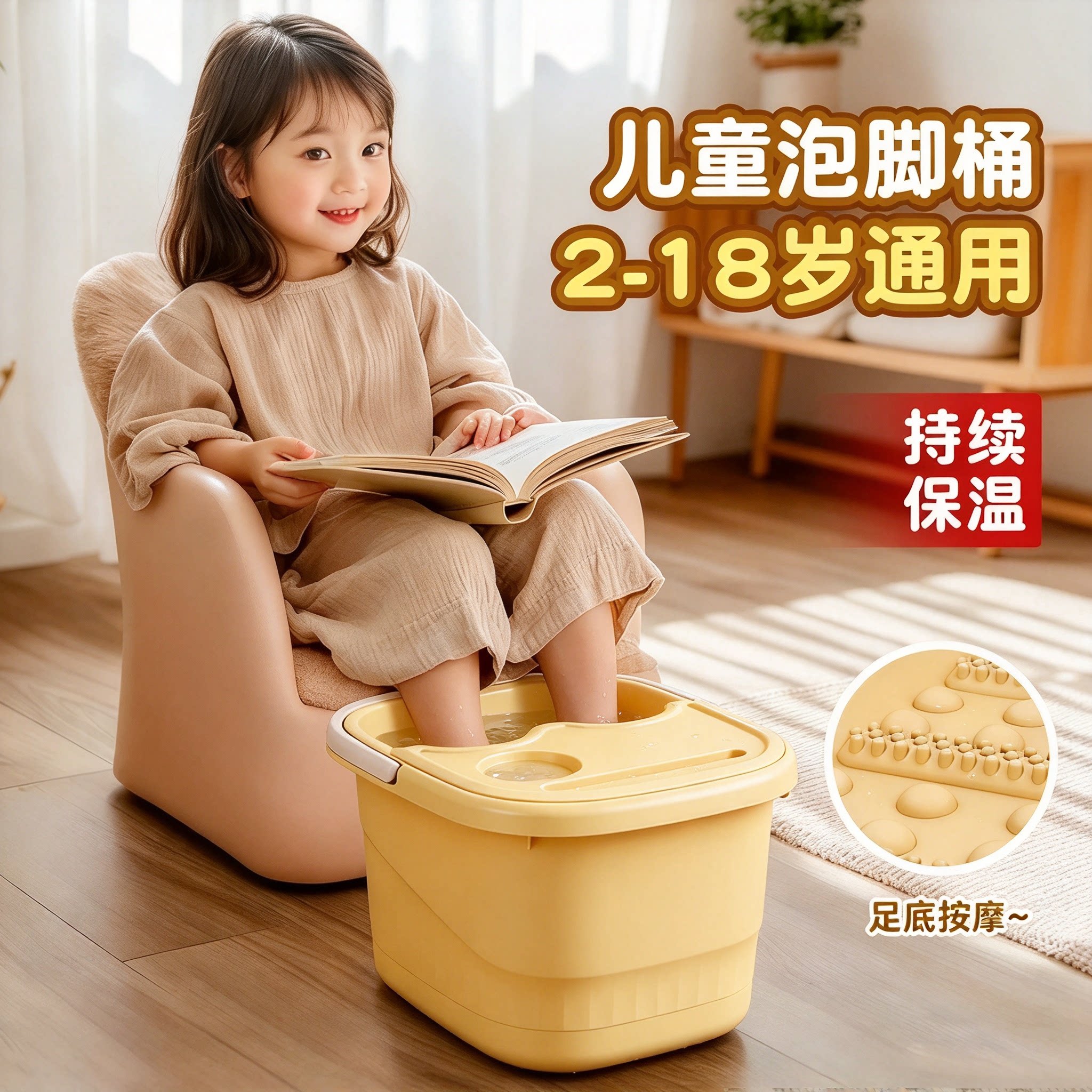 儿童泡脚桶家用宝宝小孩专用按摩桶洗脚盆养生过小腿足浴盆洗脚桶
