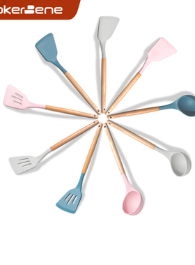 CookerBene不粘锅专用软硅胶铲家用长柄炒菜铲子耐高温汤勺厨具