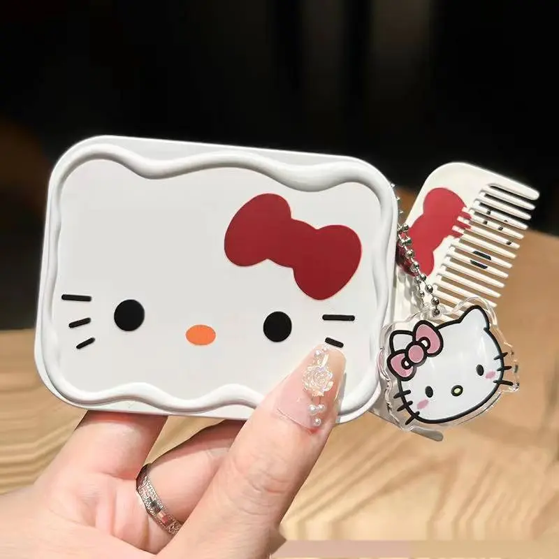 hellokitty随身镜便携化妆镜子学生折叠补妆镜梳一体可爱2024新款