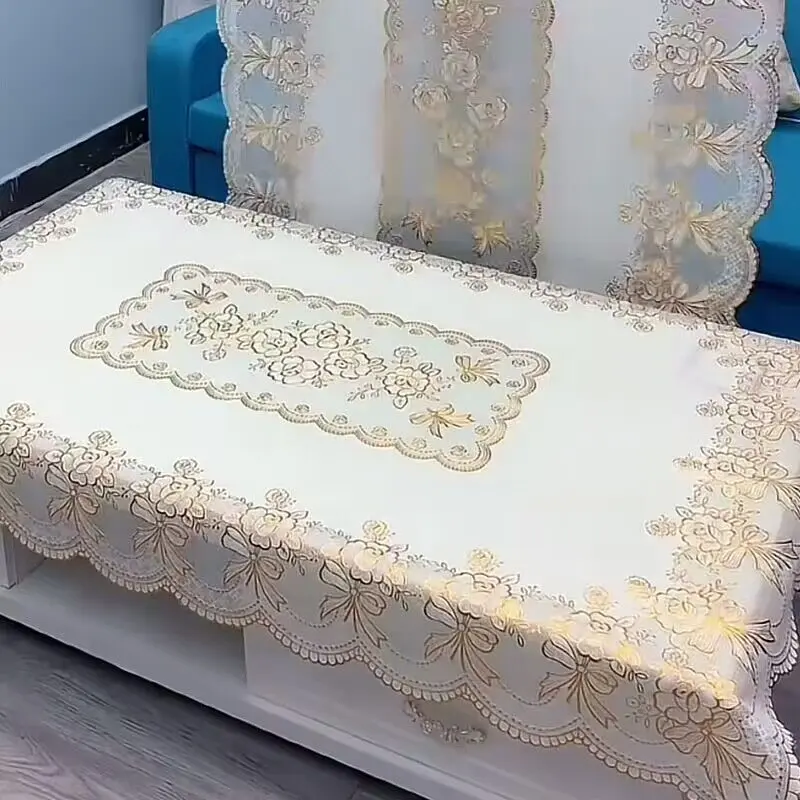 烫金花纹桌布防水防滑防烫免洗长方形餐桌布加厚塑料茶几台布欧式