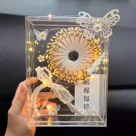 亚克力礼盒钱币棒棒糖有钱花送朋友生日节日礼物公主请吃糖毕业季