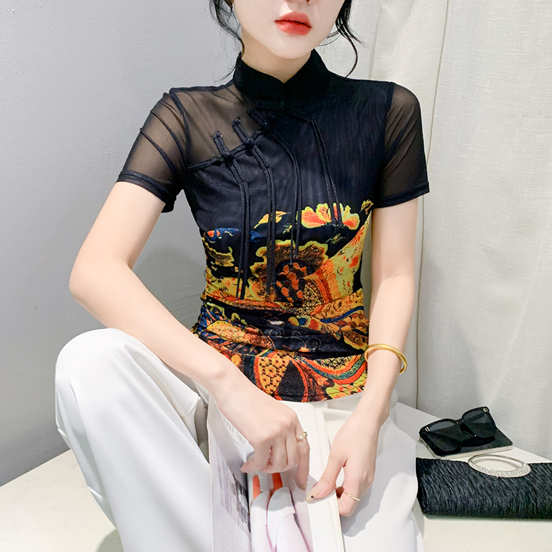 新中式国风立领盘扣上衣洋气小衫