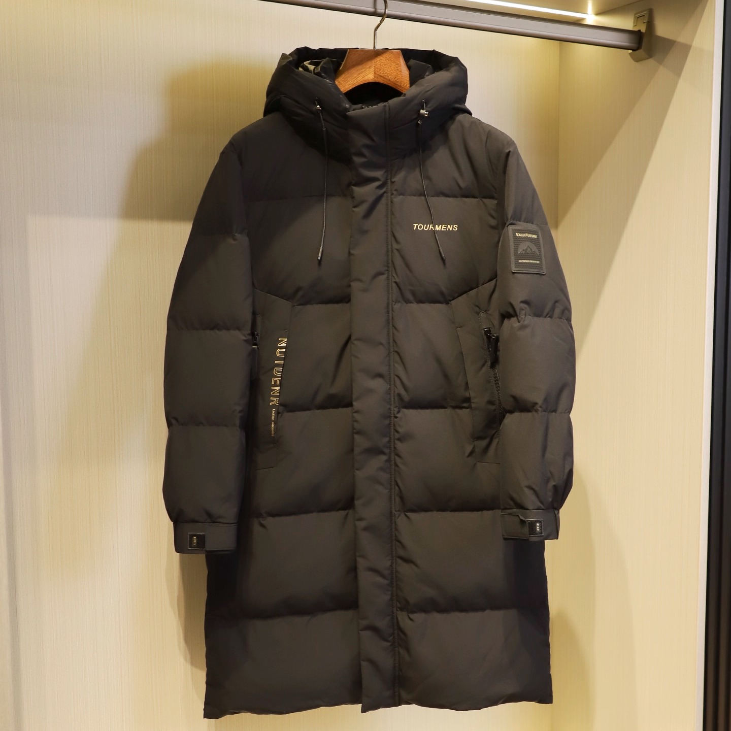 行走的暖炉~195g高充绒+热反射内里~加厚保暖中长款连帽羽绒服男