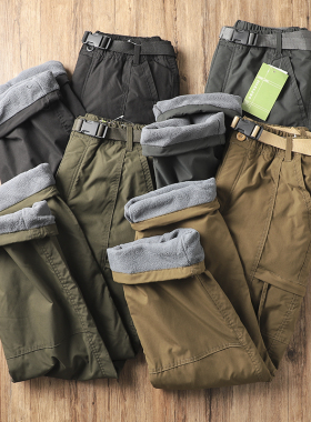 出德国！户外防风防水！秋冬男士加绒加厚抗寒保暖直筒软壳工装裤