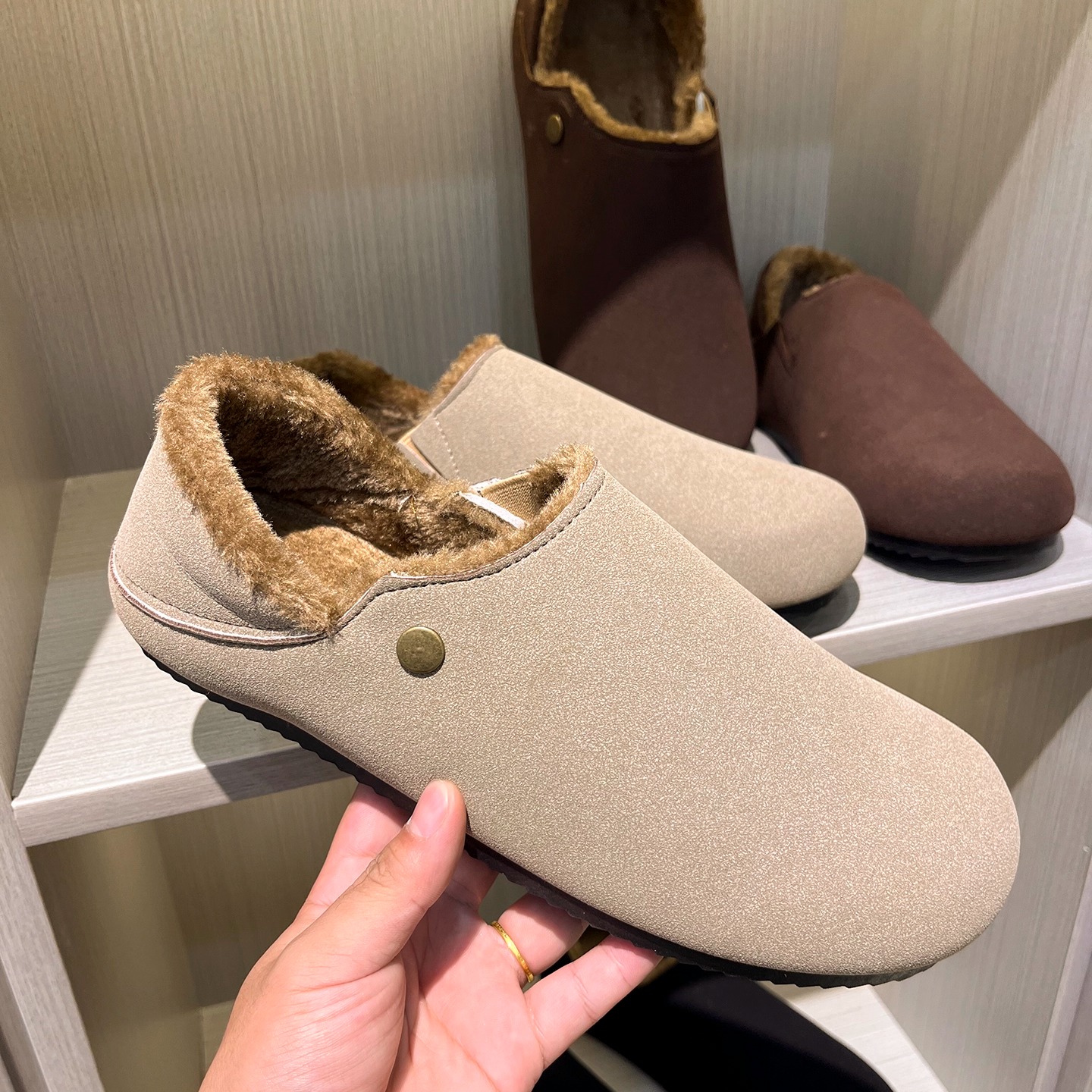 设计师款~2025冬新款男士加绒加厚保暖一脚蹬懒人鞋豆豆鞋勃肯鞋