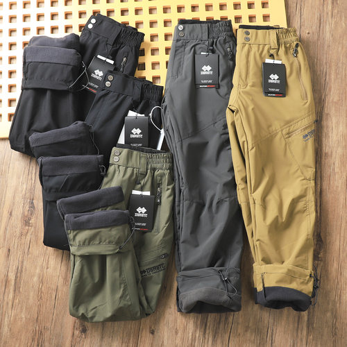 怕冷的来！冬季男士抗寒防风加绒加厚滑雪冲锋裤加绒裤机能休闲裤