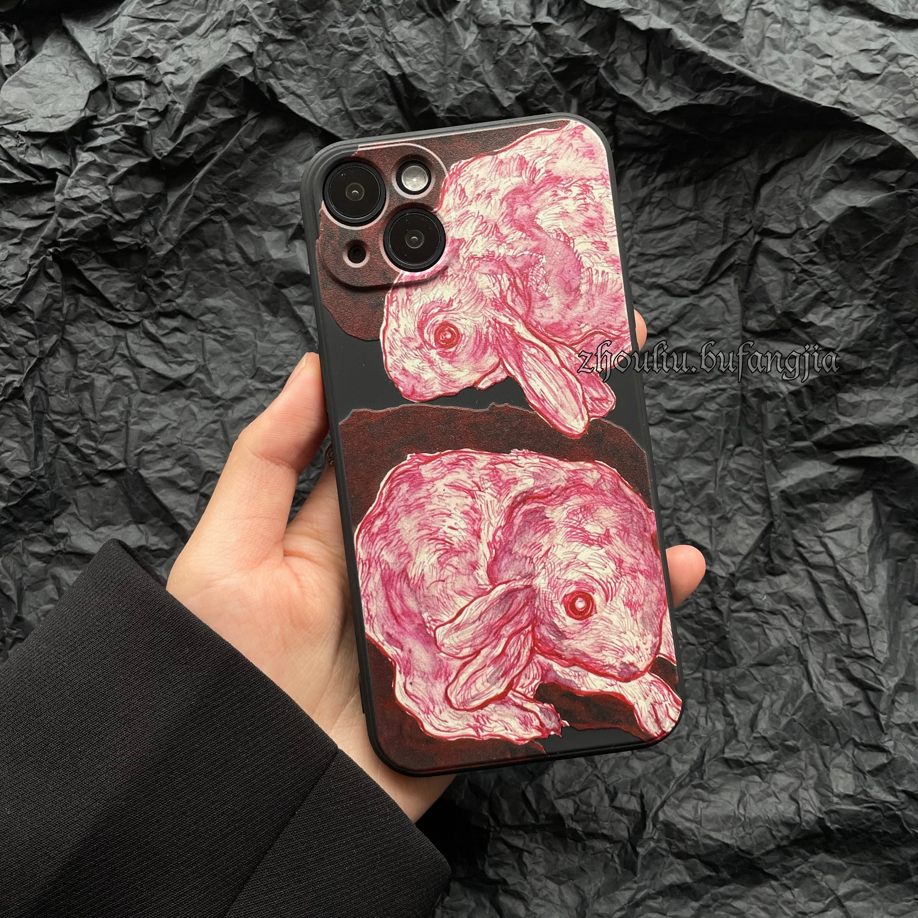 暗黑焦虑兔子适用iPhone16pro手机壳xr哥特小众17promax苹果15pro个性14pro黑色软壳13华为安卓