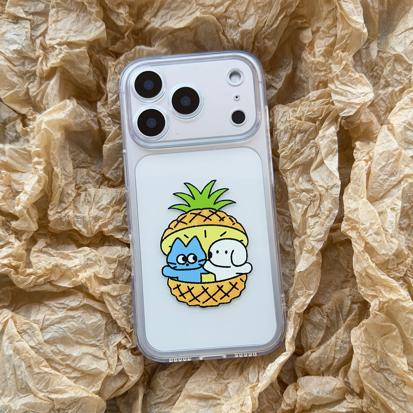 ins风菠萝卡通手机壳适用于苹果iPhone17pro手机壳TPU透明全包保护套可爱简约