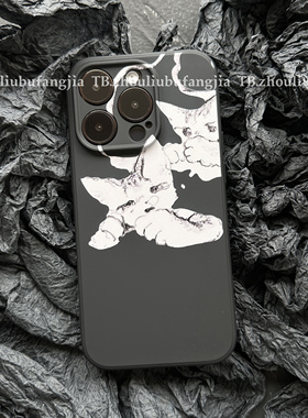 鼻涕泡小猫手机壳适用iPhone17promax黑色仿液态防摔16pro保护壳苹果15pro软壳13小众14pro华为安卓可定制