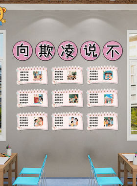 拒绝校园欺凌中小学黑板报布置装饰墙贴校园欺凌的危害友爱护成长