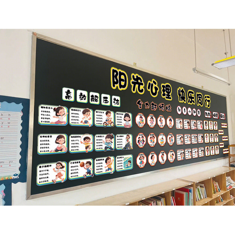 中小学校园心理角布置教室健康心理主题黑板报装饰情高效解压法图片