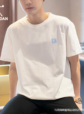 乔丹短袖男2026夏季新款男士白色上衣T恤宽松圆领半袖透气运动服