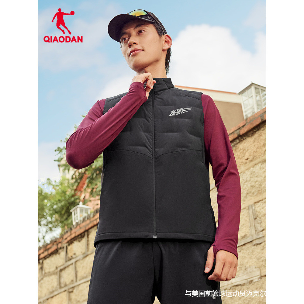 乔丹飞影防泼水马甲男2025冬季新款加绒保暖防风羽绒运动外套上衣