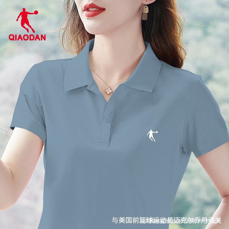 乔丹短袖T恤女2025夏季新款透气宽松翻领polo旗舰店运动半袖t上衣