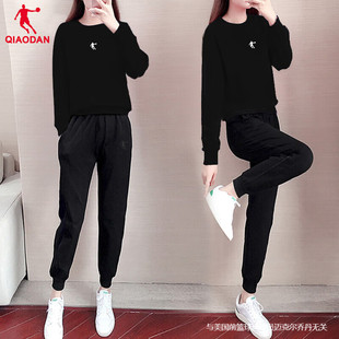 乔丹运动套装女2025冬季新款宽松卫衣女装卫裤运动跑步休闲两件套