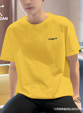 乔丹短袖T恤男2026夏季新款男士黄色体恤宽松上衣圆领半袖运动服